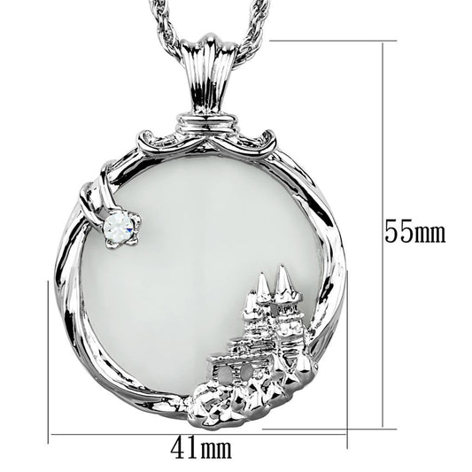 3W907 - Rhodium Brass Magnifier pendant with Top Grade Crystal  in Clear Alamode