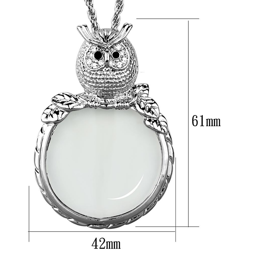 3W917 - Rhodium Brass Magnifier pendant with Top Grade Crystal  in Clear Alamode