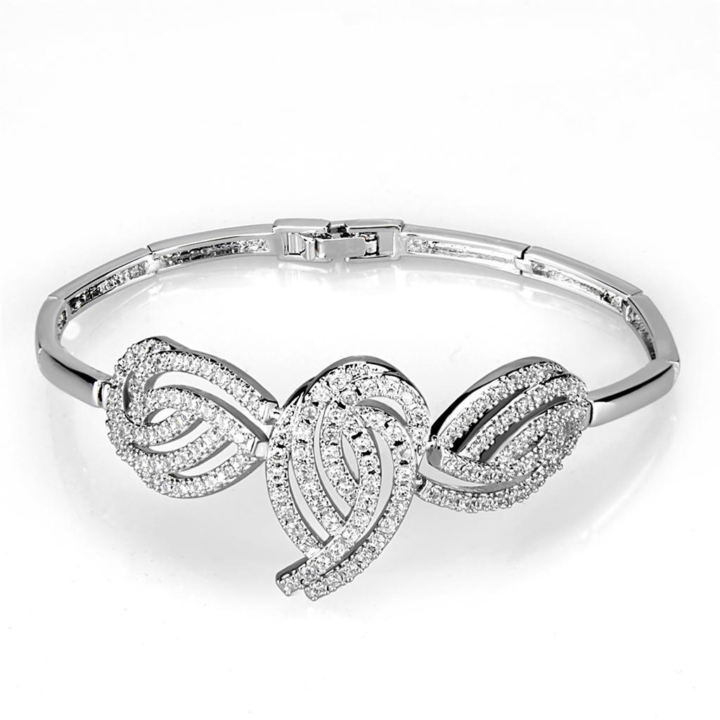 3W923 - Rhodium Brass Jewelry Sets with AAA Grade CZ  in Clear-2