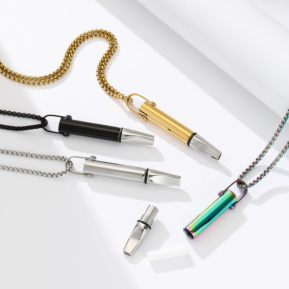 Breathing Resistance Whistle Necklace Round Tube Built-in Cotton Core Best YouTube Store