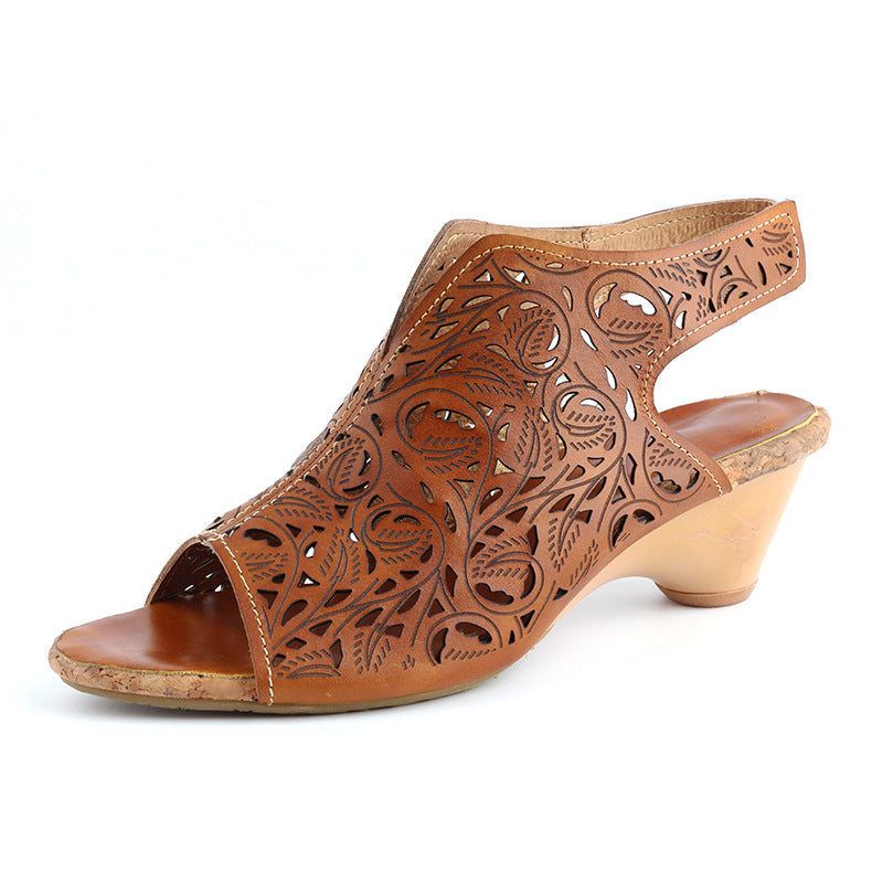 Pointed Retro Women's Hollow Velcro Sandals Best YouTube Store