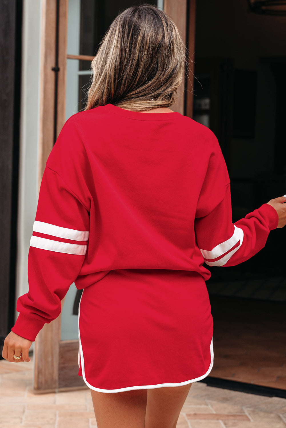 Sophia Shoulder Pullover Mini Skirt Threaded Pear