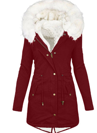 Women's cotton padded jacket with white collar LadyShow.Store