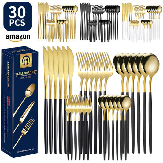 Stainless Steel Knife And Forks 30-piece Tableware Set Suit LadyShow.Store