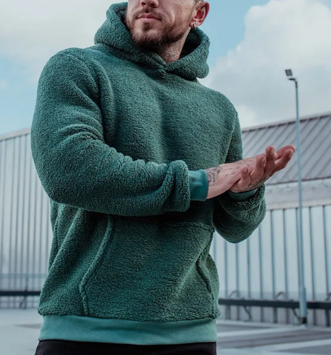 Men's Jacket Fashion Hooded Plush Sweater Pi-Mart
