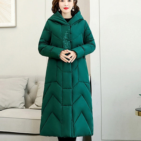 Plus Size Overknee Long Warm Hooded Cotton Jacket LadyShow.Store