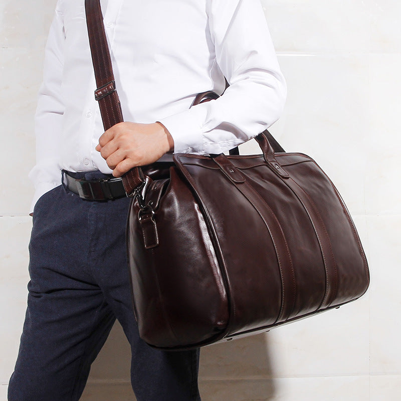 Large Capacity Genuine Leather Travel Luggage Bag Cowhide Handbag CJD