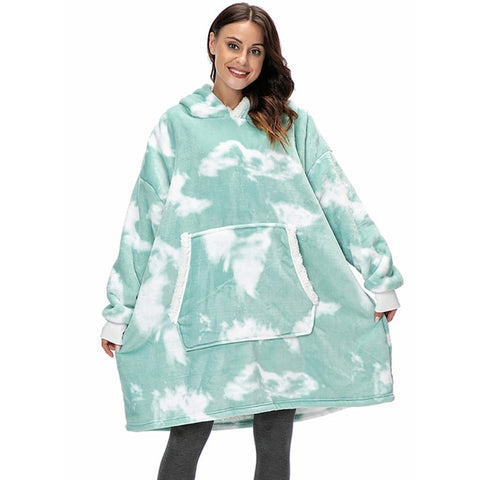 Hooded Winter Soft Plush Fleece Blanket Hoodie