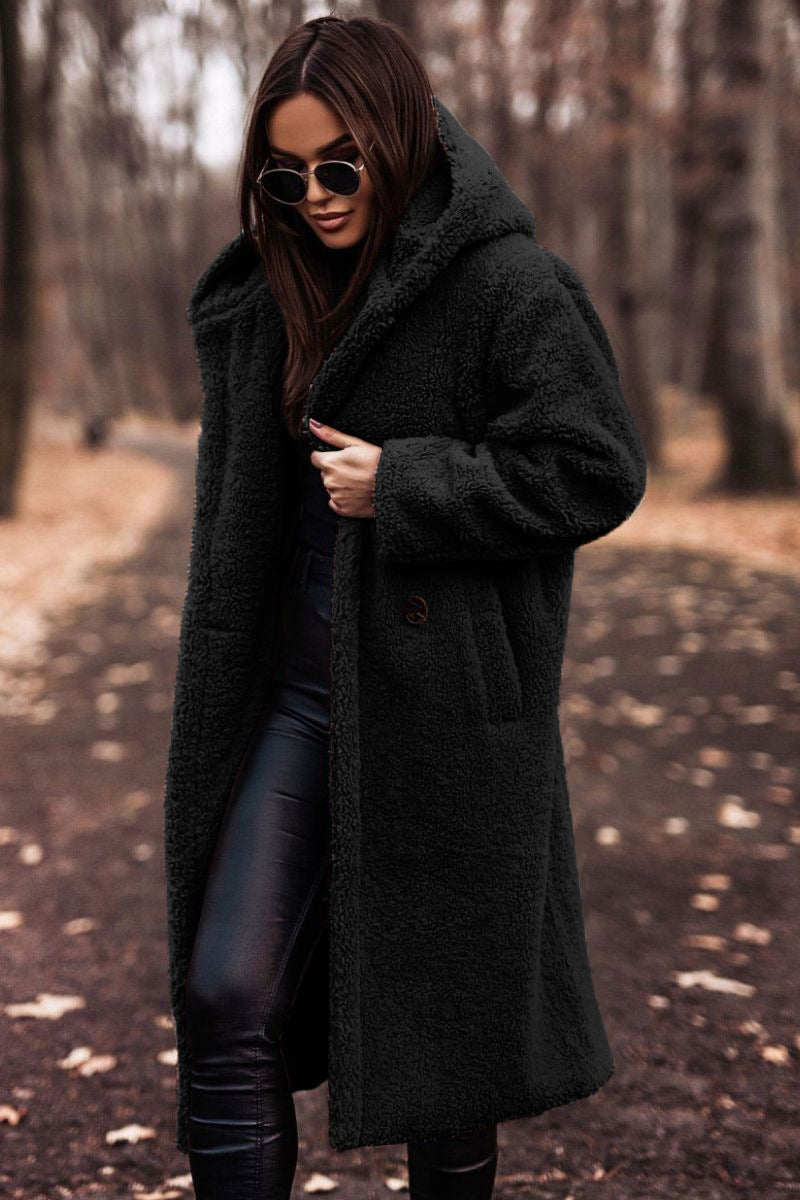Autumn Winter Fashion Elegant Long Coat Woman Plush Warm Faux Fleece Coat Women Teddy Jacket Female Teddy Coat Outwear Ladies LadyShow.Store
