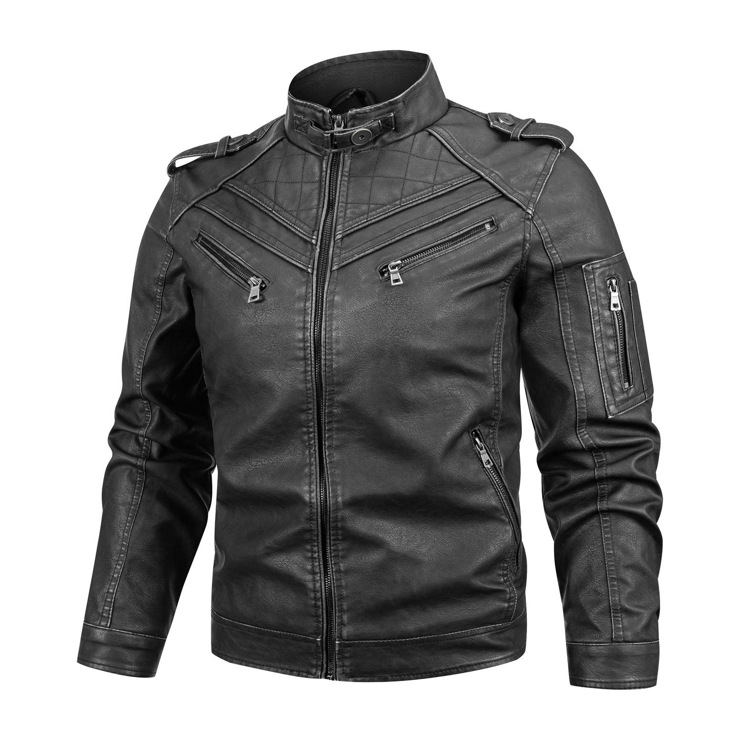 Men's Black Pu Leather Biker Jacket VINTAGE REAL MOTORCYCLE JACKETS FOR MEN Accent Plus