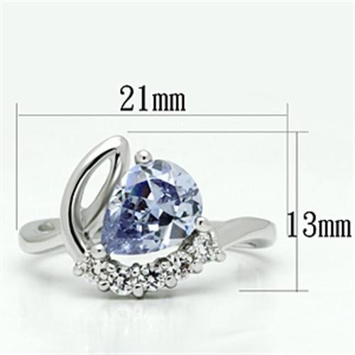 3W030 - Rhodium Brass Ring with AAA Grade CZ  in Light Amethyst-1