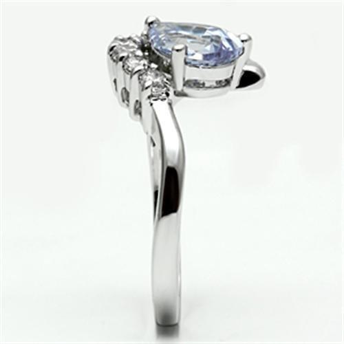 3W030 - Rhodium Brass Ring with AAA Grade CZ  in Light Amethyst-3