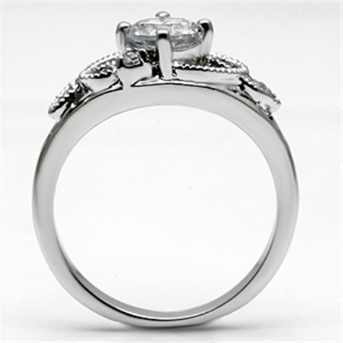 3W034 - Rhodium Brass Ring with AAA Grade CZ  in Clear Alamode