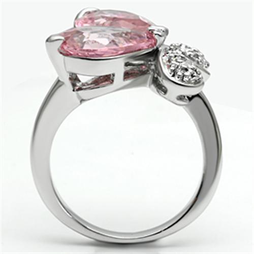 3W051 - Rhodium Brass Ring with AAA Grade CZ  in Rose-3