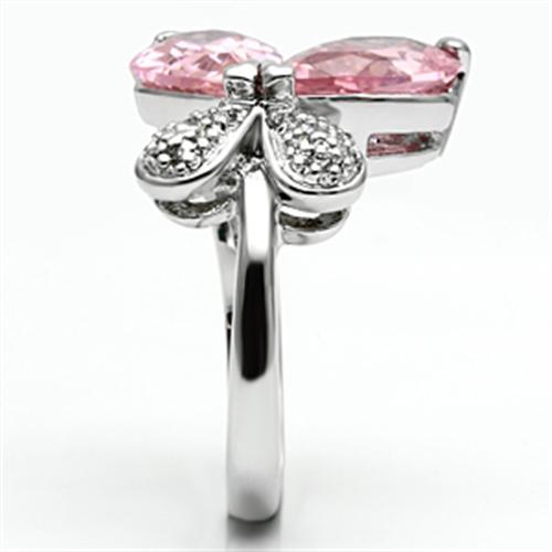 3W051 - Rhodium Brass Ring with AAA Grade CZ  in Rose-4