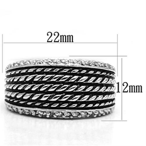 3W065 - Rhodium Brass Ring with AAA Grade CZ  in Clear-1