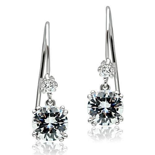 TK3W085 - Stainless Steel Earrings with AAA Grade CZ  in Clear-1