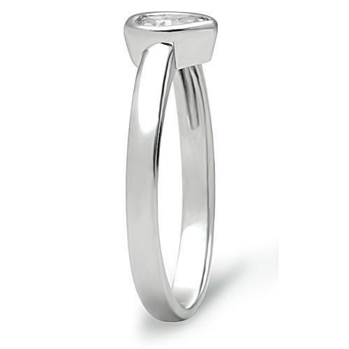 3W107 - Rhodium Brass Ring with AAA Grade CZ  in Clear-3