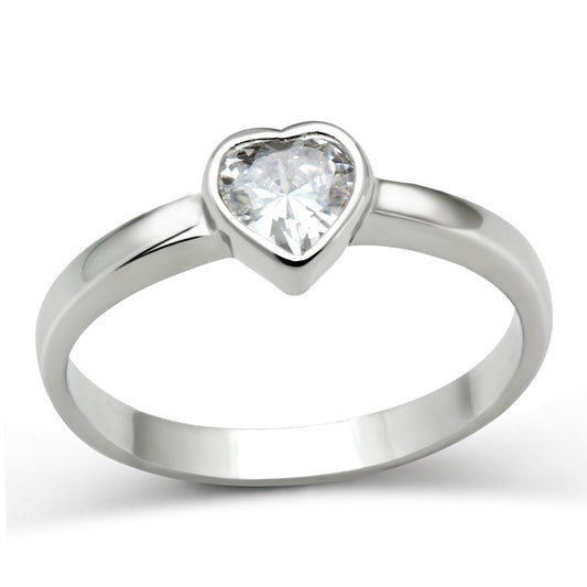 3W107 - Rhodium Brass Ring with AAA Grade CZ  in Clear-0