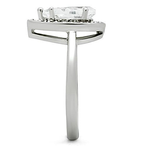 3W111 - Rhodium Brass Ring with AAA Grade CZ  in Clear-2