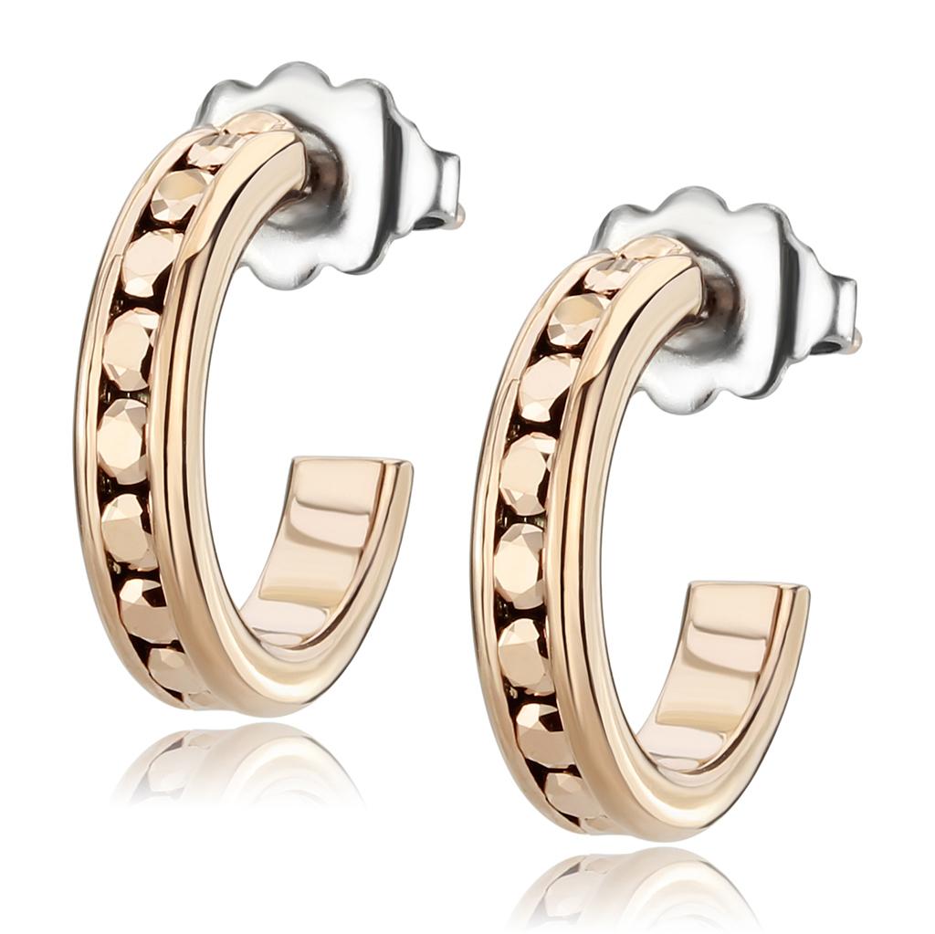 3W1142 - IP Rose Gold(Ion Plating) Brass Earrings with Top Grade Crystal  in Metallic Light Gold-0