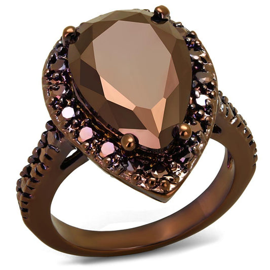 3W1153 - IP Coffee light Brass Ring with AAA Grade CZ  in Light Coffee Alamode