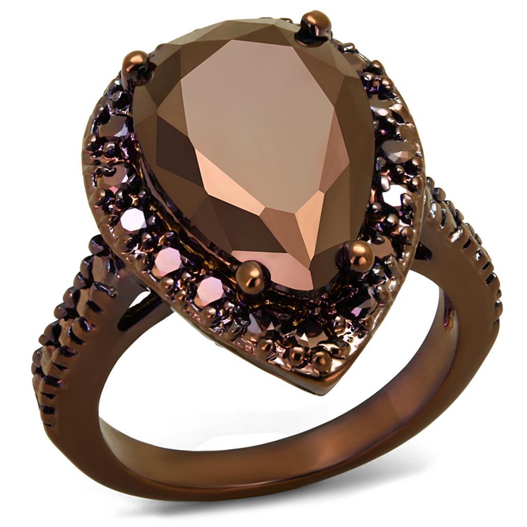 3W1153 - IP Coffee light Brass Ring with AAA Grade CZ  in Light Coffee-0