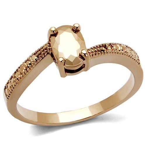 3W1201 - IP Rose Gold(Ion Plating) Brass Ring with AAA Grade CZ  in Metallic Light Gold Alamode