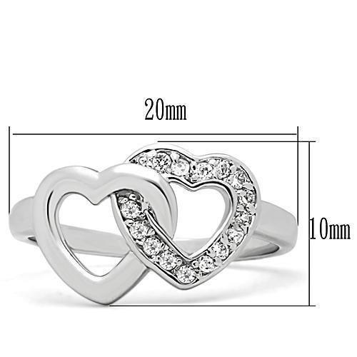 3W123 - Rhodium Brass Ring with AAA Grade CZ  in Clear Alamode