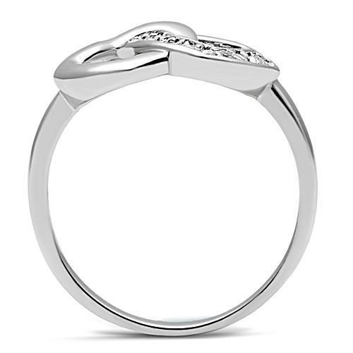 3W123 - Rhodium Brass Ring with AAA Grade CZ  in Clear Alamode