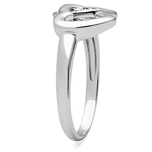 3W123 - Rhodium Brass Ring with AAA Grade CZ  in Clear Alamode