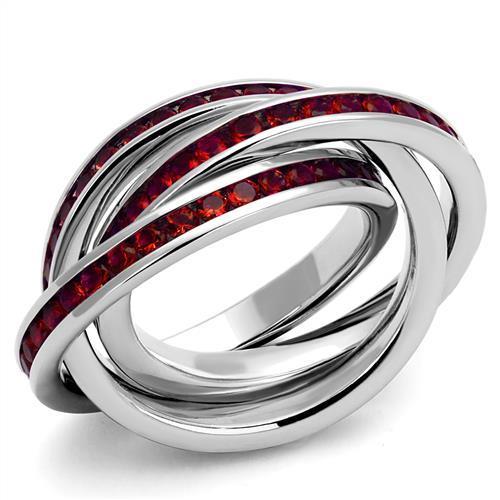 3W1333 - Rhodium Brass Ring with Synthetic Synthetic Glass in Siam Alamode