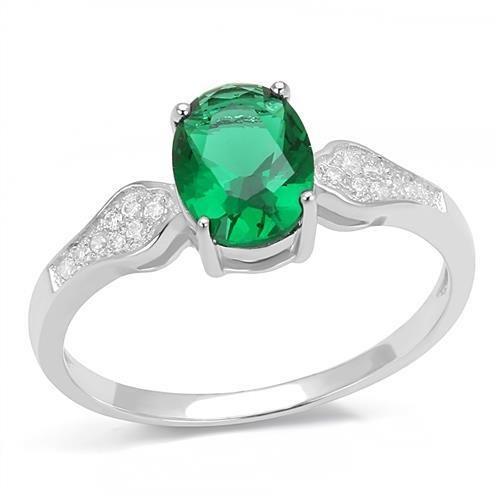 3W1387 - Rhodium 925 Sterling Silver Ring with Synthetic Synthetic Glass in Blue Zircon-0