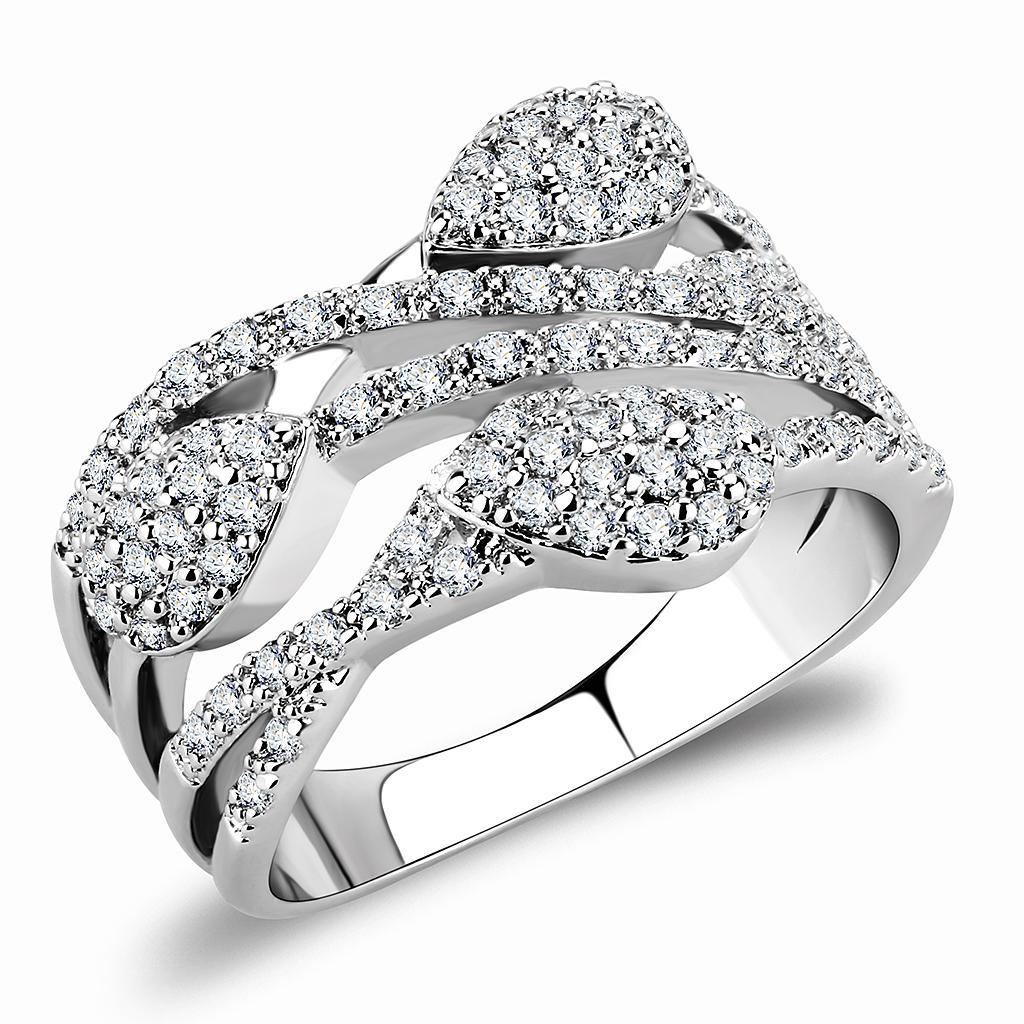 3W1446 - Rhodium Brass Ring with AAA Grade CZ  in Clear-0