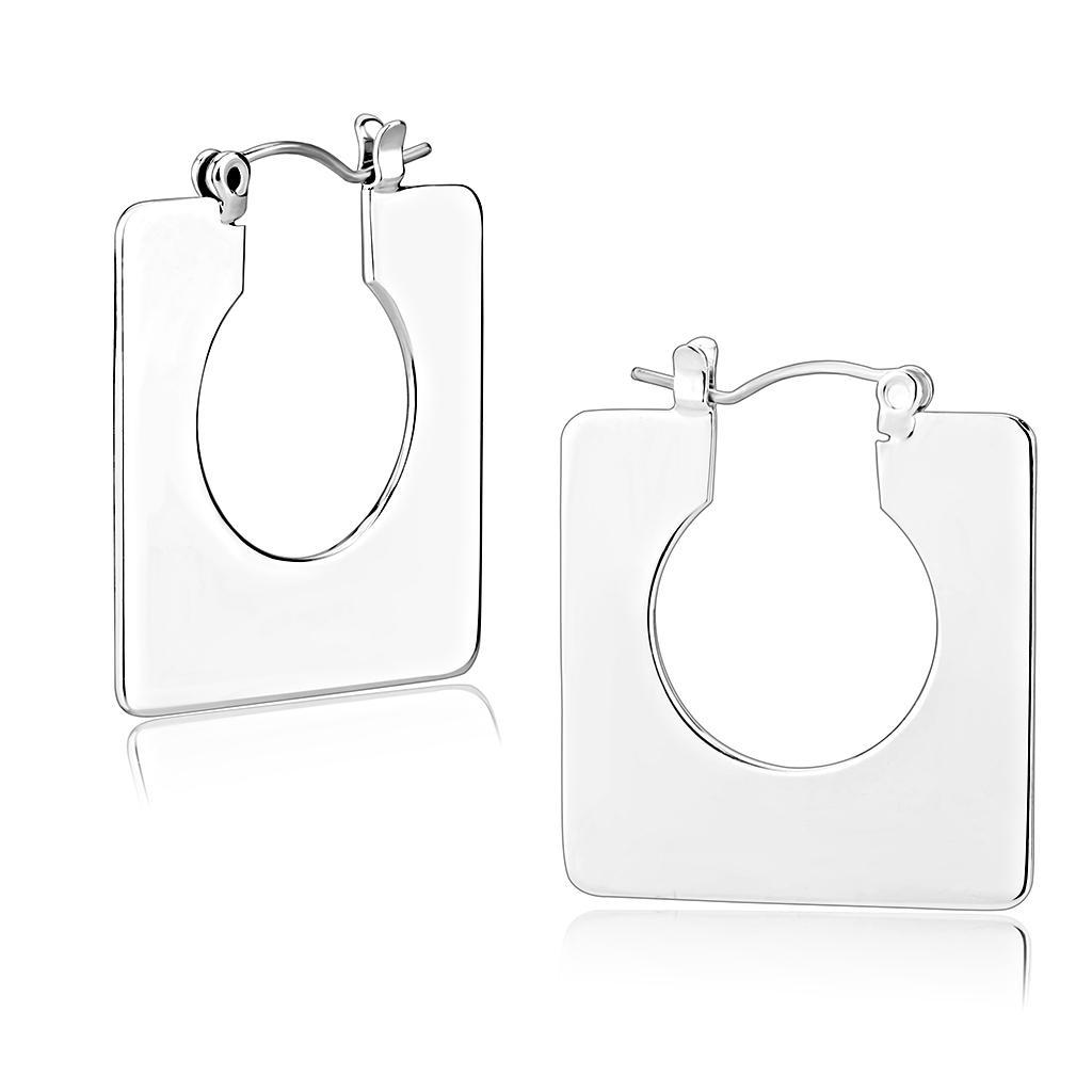 3W1500 - Rhodium Brass Earrings with No Stone Alamode