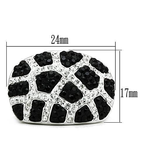 3W151 - Rhodium + Ruthenium Brass Ring with Top Grade Crystal  in Multi Color Alamode
