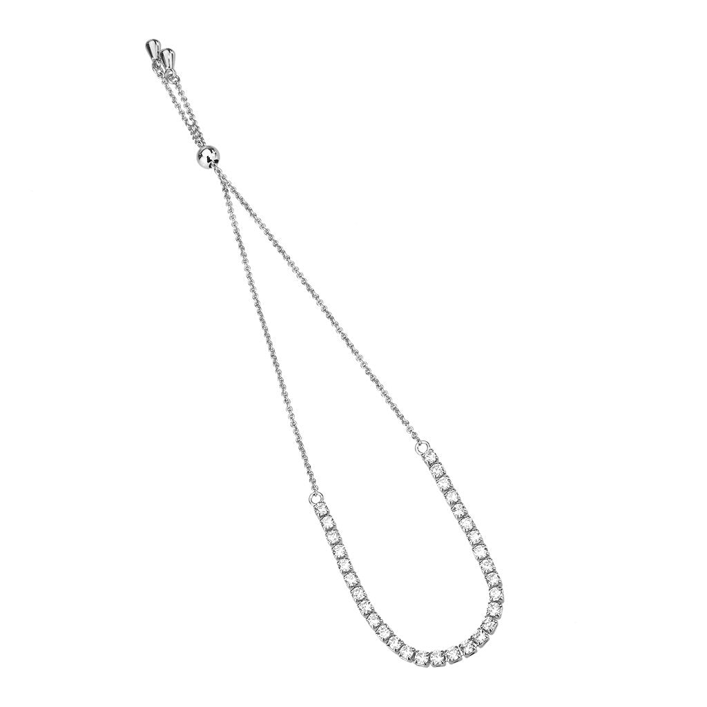 3W1640 - Rhodium Brass Bracelet with AAA Grade CZ in Clear Alamode