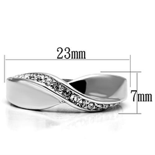 3W264 - Rhodium Brass Ring with Top Grade Crystal  in Clear-1