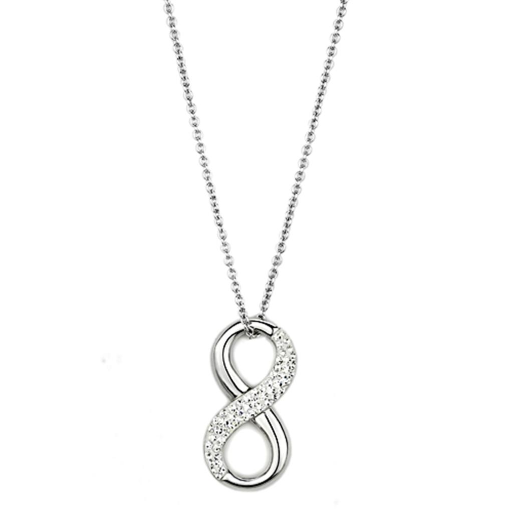 3W407 - Rhodium Brass Necklace with Top Grade Crystal  in Clear Alamode