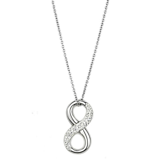 3W407 - Rhodium Brass Necklace with Top Grade Crystal  in Clear Alamode