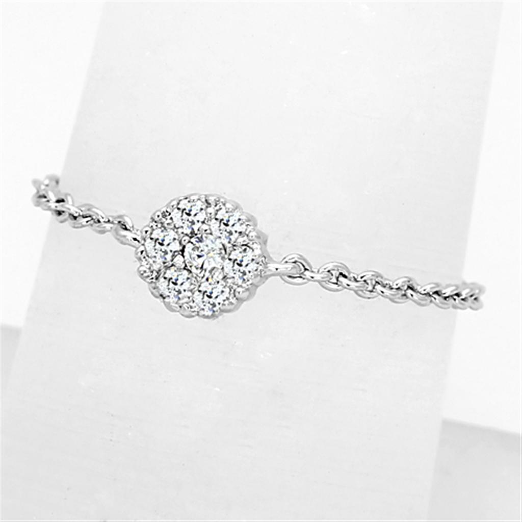 3W516 - Rhodium Brass Ring with AAA Grade CZ  in Clear Alamode