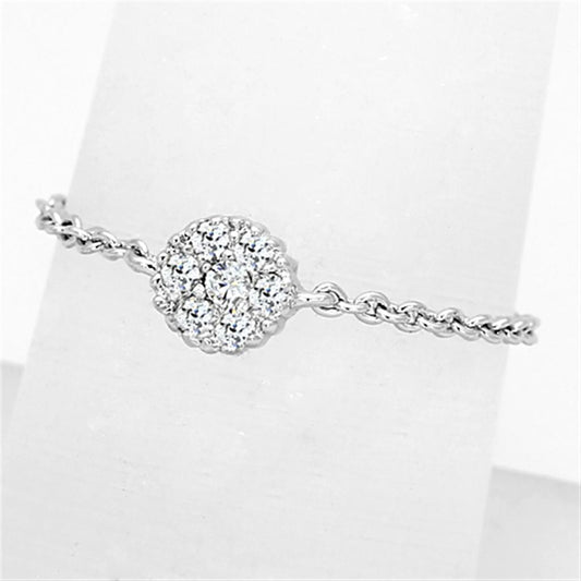3W516 - Rhodium Brass Ring with AAA Grade CZ  in Clear Alamode