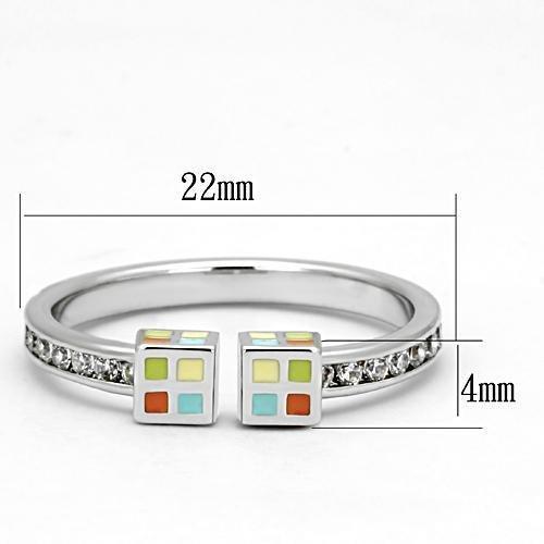 3W525 - Rhodium Brass Ring with AAA Grade CZ  in Clear-1