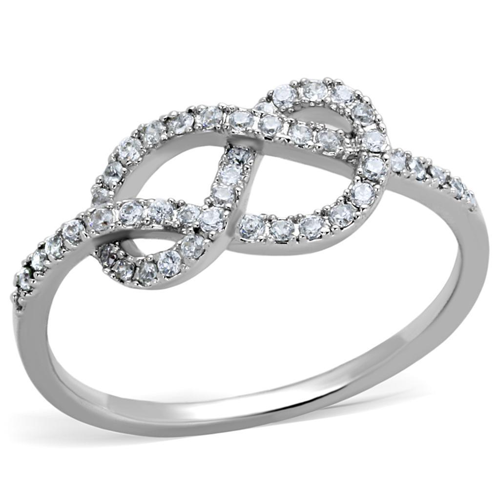3W876 - Rhodium Brass Ring with AAA Grade CZ  in Clear Alamode