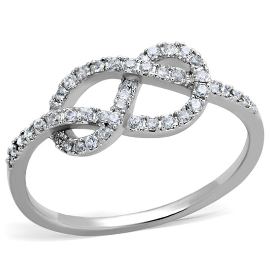 3W876 - Rhodium Brass Ring with AAA Grade CZ  in Clear Alamode