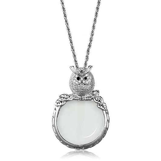 3W917 - Rhodium Brass Magnifier pendant with Top Grade Crystal  in Clear Alamode