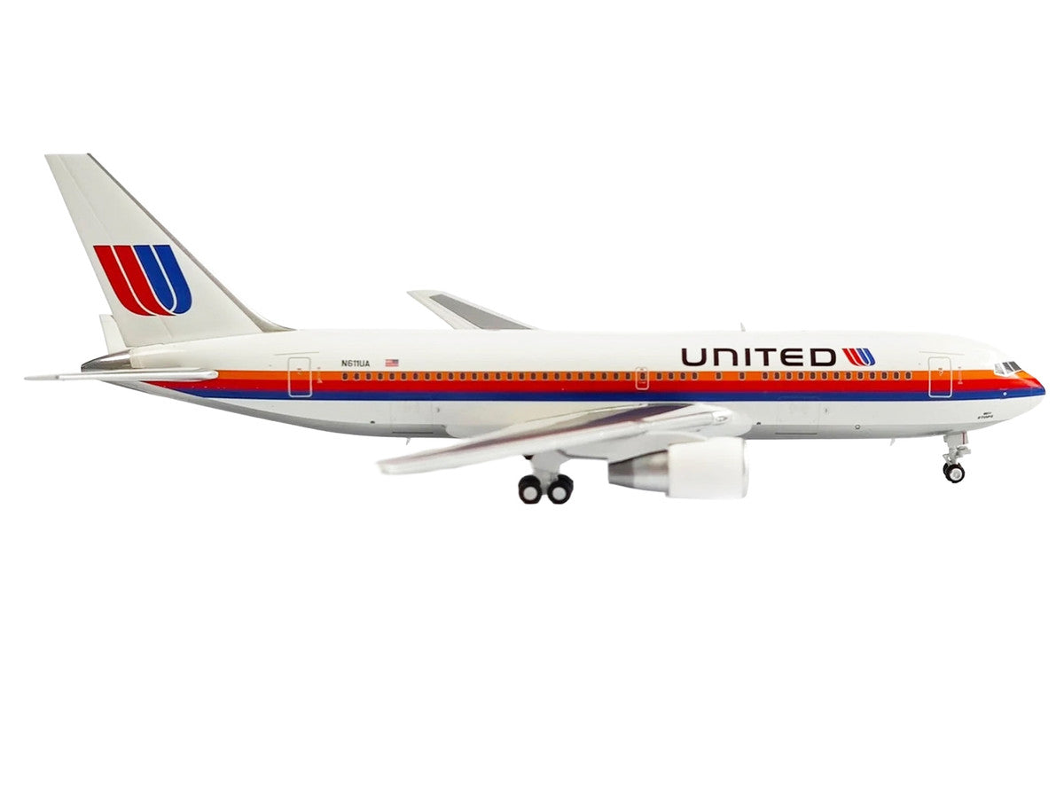 Boeing 767-200ER Commercial Aircraft "United Airlines" (N611UA) White with Stripes 1/400 Diecast Model by V1:400-1