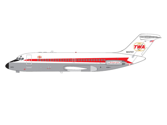McDonnell Douglas DC-9-15 Commercial Aircraft "Trans World Airlines" (N1070T) White with Red Stripes 1/400 Diecast Model by V1:400-1