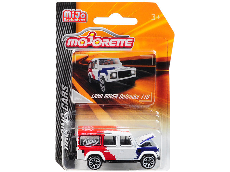 Land Rover Defender 110 White/Red/Blue "Above and Beyond" "Racing Cars" 1/60 Diecast Model Car by Majorette Majorette