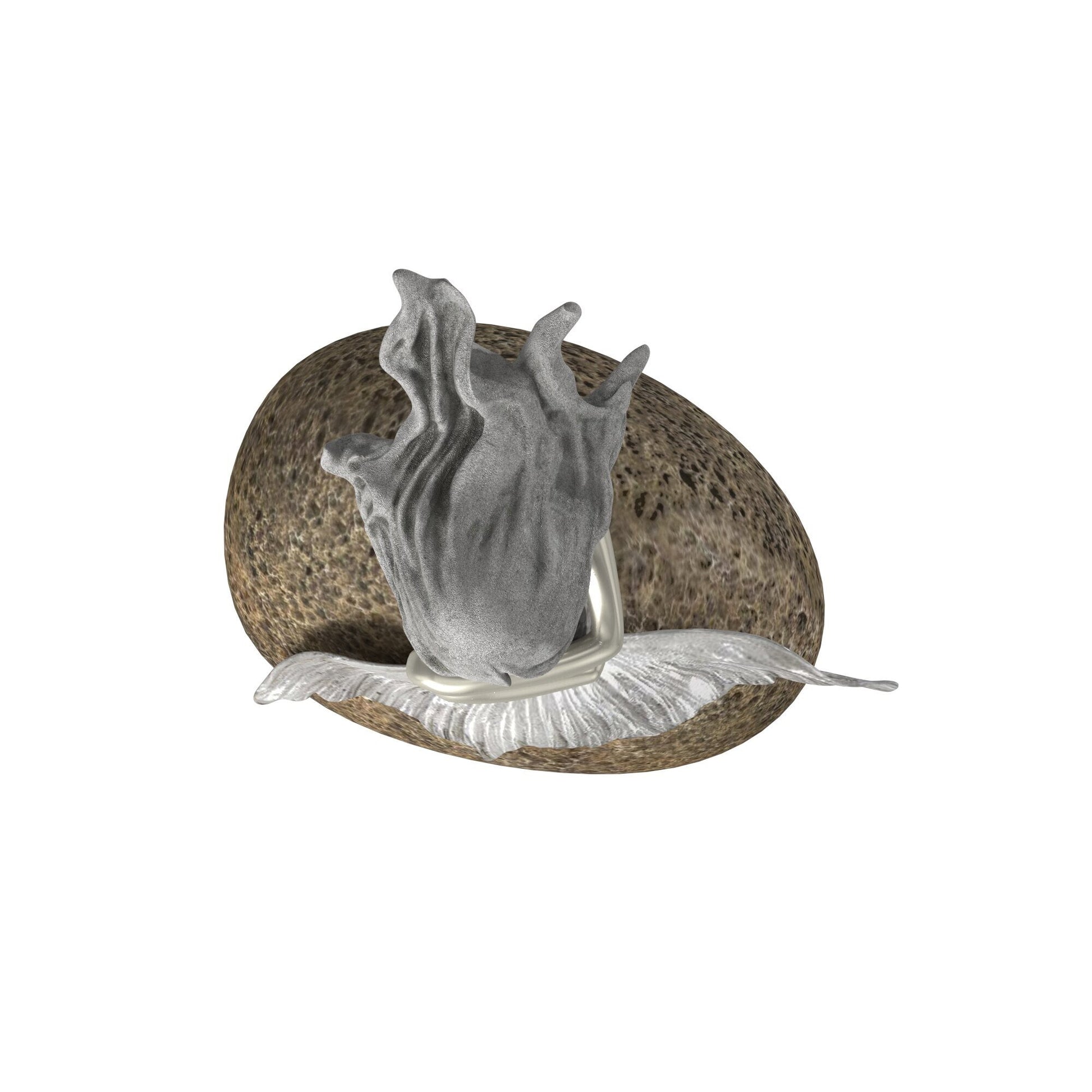 10" Brown and Silver Contemplative Mermaid Resin Tabletop Sculpture W2B